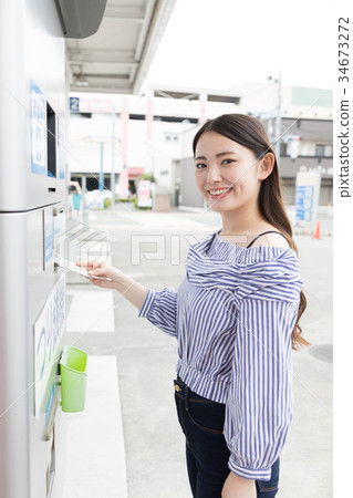 Gas station refueling self person payment Gas station refueling self person payment 34673272