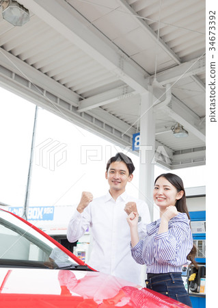 Gas station refueling self person drive car rental 34673392