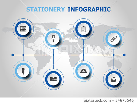 Infographic design with stationery icons 34673546