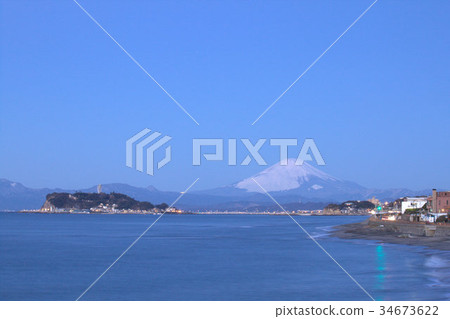黎明前富士山和江之島 黎明前富士山和江之島 34673622