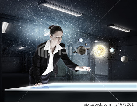 Woman exploring space Woman exploring space 34675201