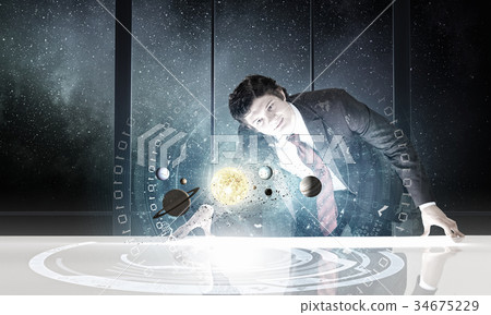 Man exploring space Man exploring space 34675229