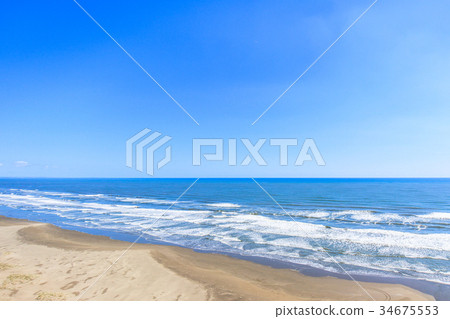 Aerial view of the sea near Sanno city Inouchi beach 34675553
