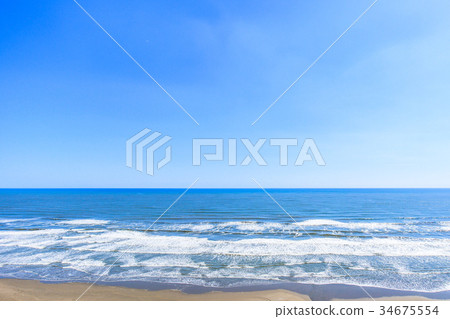 Aerial view of the sea near Sanno city Inouchi beach 34675554