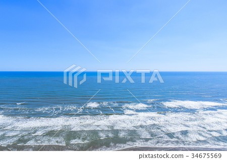 Aerial view of the sea near Sanno city Inouchi beach 34675569