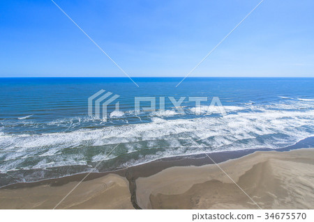 Aerial view of the sea near Sanno city Inouchi beach 34675570