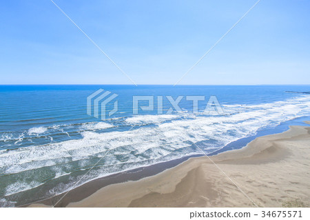 Aerial view of the sea near Sanno city Inouchi beach 34675571