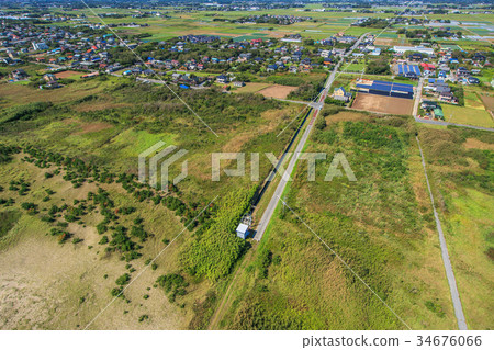 Aerial view near Sanno city Inouchi beach 34676066
