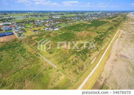 Aerial view near Sanno city Inouchi beach Aerial view near Sanno city Inouchi beach 34676070