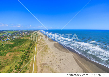 在Sanno市Inouchi海灘附近的鳥瞰圖 34676199