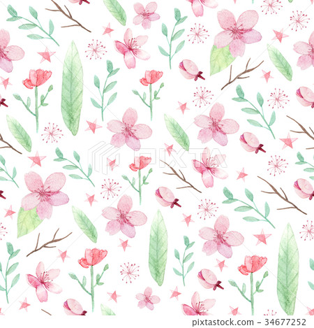 Flowers and leaves pattern 34677252