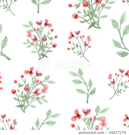 Flowers and leaves pattern Flowers and leaves pattern 34677279
