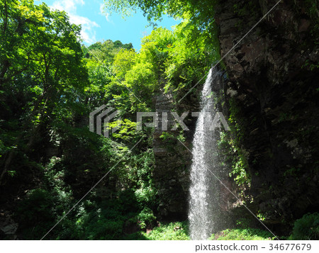 Nagara River-couple waterfall (summer) 34677679