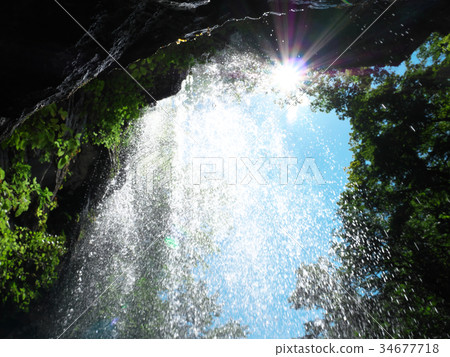 Nagara River-couple waterfall (summer) back waterfall 34677718