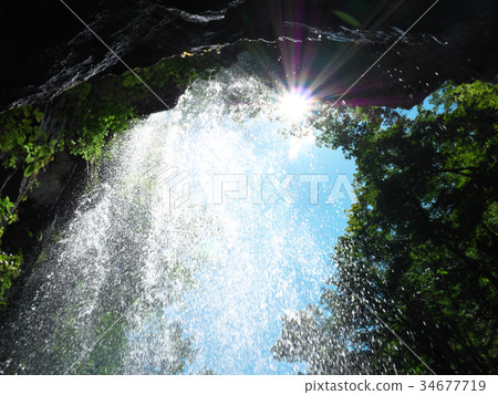 Nagara River-couple waterfall (summer) back waterfall 34677719