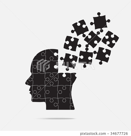 Puzzle Piece Silhouette Head - Vector Jigsaw - Stock Illustration ...