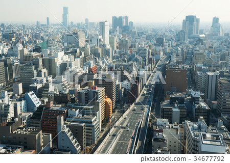 中央區，大阪市都市風景 34677792