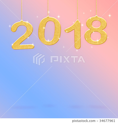 2018 Happy new year hanging at gradient 34677961