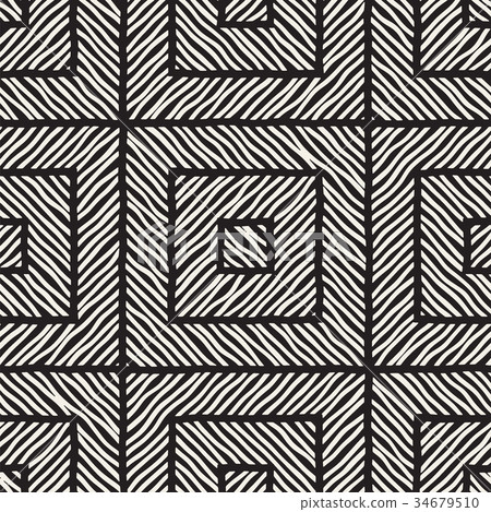 Vector seamless hand drawn pattern. Zigzag and Vector seamless hand drawn pattern. Zigzag and 34679510