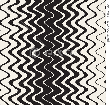 Seamless Wavy Hand Drawn Stripes Pattern - Stock Illustration [34679564 ...