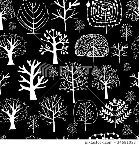 Seamless pattern with trees, sketch for your 34681058