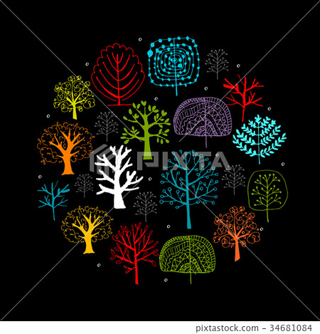 Trees collection, sketch for your design 34681084