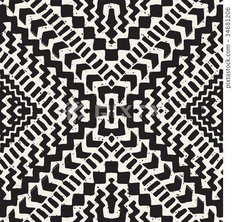 Hand drawn painted seamless pattern. Vector tribal 34681206