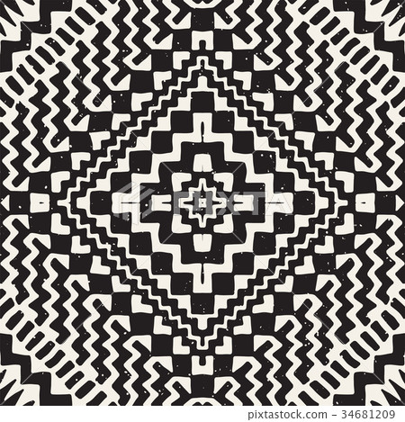 Hand drawn painted seamless pattern. Vector tribal 34681209