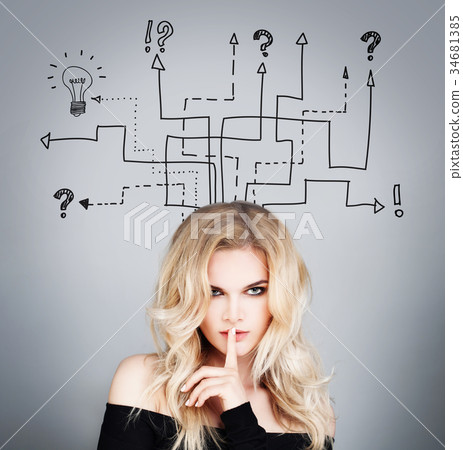 Woman with a Bunch of Business Arrows Leading Woman with a Bunch of Business Arrows Leading 34681385