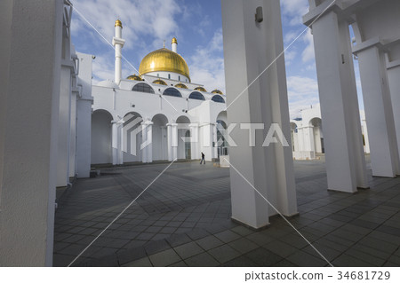 Exterior of the Nur Astana mosque in Astana Exterior of the Nur Astana mosque in Astana 34681729
