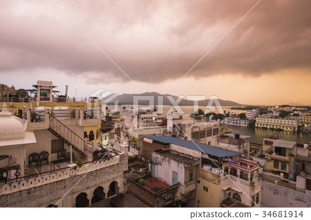 Lake Pichola with City Palace view in Udaipur, Lake Pichola with City Palace view in Udaipur, 34681914