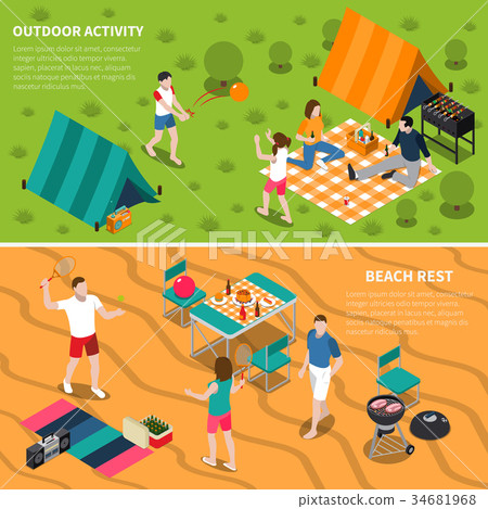 Summer Outdoor Activity People Banner Set Summer Outdoor Activity People Banner Set 34681968