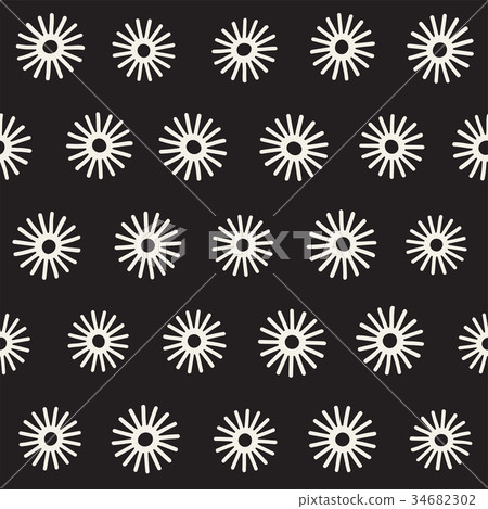 Vector seamless sunburst shapes freehand pattern - Stock Illustration ...