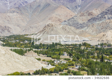 Leh city and Mountain, Leh Ladakh, India Leh city and Mountain, Leh Ladakh, India 34682686