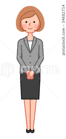 灰色夾克女性正面 34682714