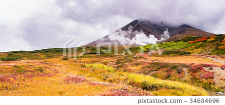 Hokkaido Daisetsuzan Asahidake Autumn leaves 34684696