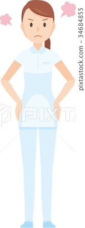 Illustration angry of a nurse woman in a white uniform Illustration angry of a nurse woman in a white uniform 34684855