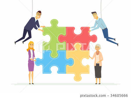 Team building in a company - modern cartoon people 34685666