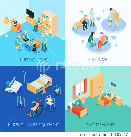 Nursing Care Concept Isometric Icons 34685967