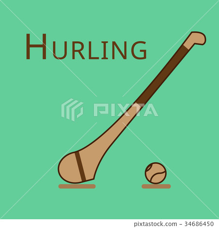 Vector hurling game. Irish hurling. Hurley and Vector hurling game. Irish hurling. Hurley and 34686450