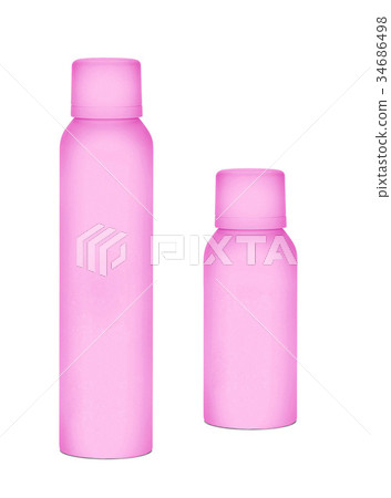 Pink perfume bottle isolated on white 34686498