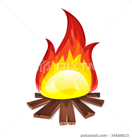 Bonfire With Wood Burning Bonfire With Wood Burning 34686623