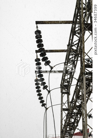 Outdoor with high voltage in electrical substation 34687399