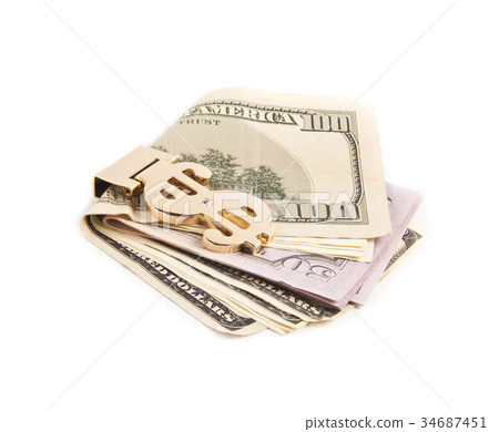 dollar with golden clip dollar with golden clip 34687451