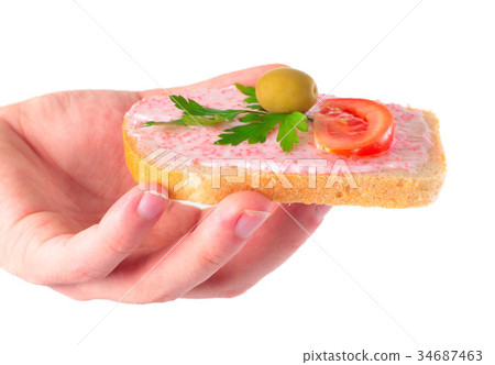 man holding delicious toast man holding delicious toast 34687463