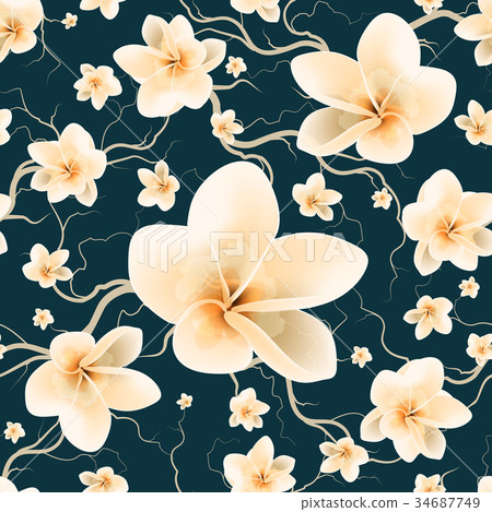 Seamless Pattern Bloom Flowers - Stock Illustration [34687749] - PIXTA