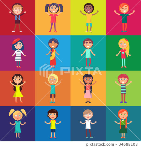 Kids of Various Ethnic Groups Isolated Vector Kids of Various Ethnic Groups Isolated Vector 34688108