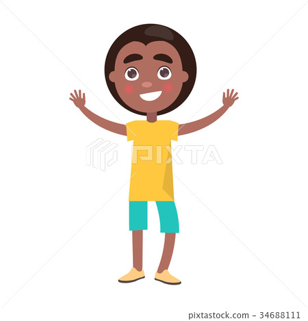 Afro Boy Celebrates International Holiday for Kids Afro Boy Celebrates International Holiday for Kids 34688111