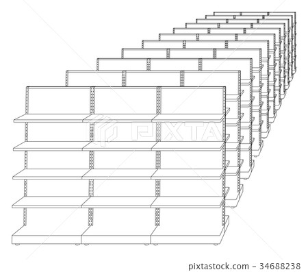 Racks with shelves sketch. Vector Racks with shelves sketch. Vector 34688238