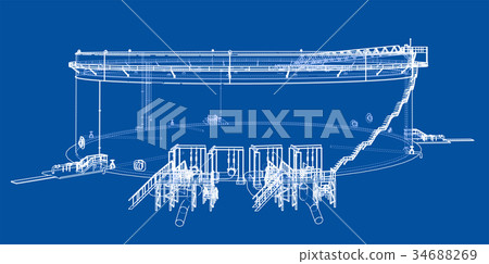 Oil storage tank. Vector 34688269